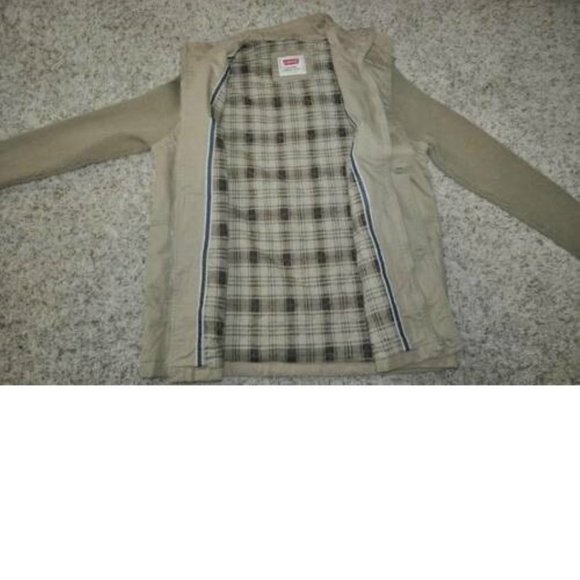 Mens Levis Jacket Beige Large California Mock Layer Sweater Sleeve Zip Front - Picture 6 of 7